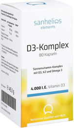 Sanhelios Vitamin D3 K2 Sonnenvitamin-Komplex 4000 IE Kapseln 80 Stück ohne Zusatzstoffe – Bild 1 von 1