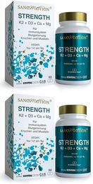 SANOMOTION STRENGTH K2 D3 Ca Mg mit Algenkalk und Flechten vegan 180 Kapseln – Bild 1 von 1