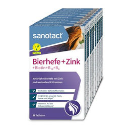 sanotact Bierhefe und Zink Tabletten mit Biotin und Vitamin B-Komplex vegan 480 Stück – Bild 1 von 2