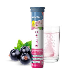 sanotact Eisen + C Brausetabletten vegan für Frauen, Schwangere, Stillende und Sportler 20 Stück – Bild 1 von 6