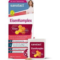 Produktbild von sanotact Eisen Komplex Tabletten vegan für Frauen, Schwangere und Stillende