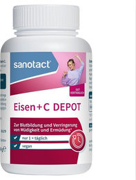 sanotact Eisen Tabletten mit Vitamin C, vegan und zuckerfrei, 90 Stück – Bild 1 von 3
