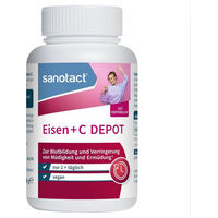 Produktbild von sanotact Eisen Tabletten mit Vitamin C, vegan und zuckerfrei, 90 Stück