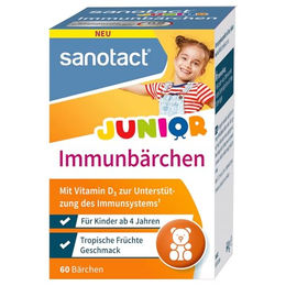 sanotact Junior Immunbärchen Gummis für Kinder mit Vitamin D3, Vitamin C und Zink, glutenfrei und laktosefrei, 60 Stück – Bild 1 von 1