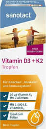 sanotact Vitamin D3 + K2 Tropfen mit 20 µg und 1.000 I.E. pro Tropfen, glutenfrei und laktosefrei – Bild 1 von 1