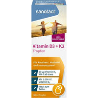 Produktbild von sanotact Vitamin D3 + K2 Tropfen mit 20 µg und 1.000 I.E. pro Tropfen, glutenfrei und laktosefrei