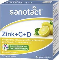 Sanotact Zink + C + D Lutschtabletten zuckerfrei glutenfrei laktosefrei ohne Zusatzstoffe – Bild 1 von 2