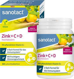 sanotact Zink Vitamin C und D Lutschtabletten vegan zuckerfrei glutenfrei laktosefrei – Bild 1 von 3