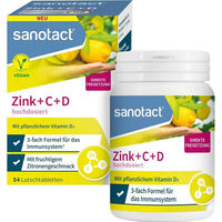 Produktbild von sanotact Zink Vitamin C und D Lutschtabletten vegan zuckerfrei glutenfrei laktosefrei