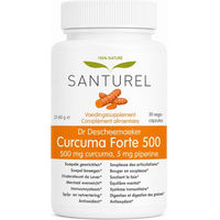 Produktbild von Santurel Curcuma Forte 500 Kapseln mit 500 mg Curcuminoiden 95 Prozent und 5 mg Piperin vegan