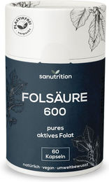 Sanutrition Folsäure 600 µg Kapseln ohne Zusatzstoffe für Schwangere und Stillende 60 Stück – Bild 1 von 4