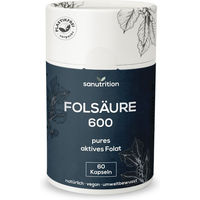 Produktbild von Sanutrition Folsäure 600 µg Kapseln ohne Zusatzstoffe für Schwangere und Stillende 60 Stück