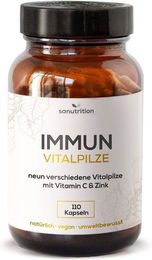 Sanutrition Immun Vitalpilze Kräuter-Komplex mit Chaga, Reishi, Löwenmähne, Shiitake und Maitake Kapseln ohne Zusatzstoffe – Bild 1 von 4