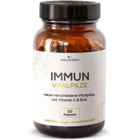 Produktbild von Sanutrition Immun Vitalpilze Kräuter-Komplex mit Chaga, Reishi, Löwenmähne, Shiitake und Maitake Kapseln ohne Zusatzstoffe