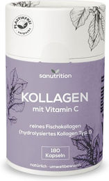 Sanutrition Kollagen Typ I mit Vitamin C aus marinem Fisch, 180 Kapseln, ohne Zusatzstoffe – Bild 1 von 3