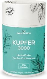 Sanutrition Kupfer 3000 µg Kapseln 180 Stück ohne Zusatzstoffe – Bild 1 von 2