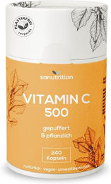 Sanutrition Vitamin C 500 mg Calciumascorbat gepuffert Kapseln 120 Stück ohne Zusatzstoffe – Bild 1 von 2