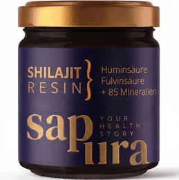 Sapura Health Shilajit Resin Mumijo Harz mit 78% Fulvin und 12% Huminsäure, Mineralstoff-Komplex, 60g inklusive Dosierlöffel, ohne Zusatzstoffe – Bild 1 von 2