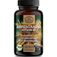 Produktbild von Scheunengut BIO Ashwagandha KSM-66 mit 5% Withanoliden Kapseln 180 Stück ohne Zusatzstoffe