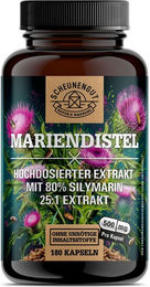 Scheunengut Mariendistel 25:1 Extrakt mit 80% Silymarin Kapseln vegan ohne Zusatzstoffe 180 Stück – Bild 1 von 4