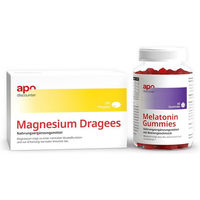 Produktbild von Schlaf Sparset mit Magnesium 40 mg Dragees und Melatonin Gummies