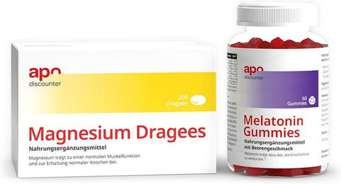 Schlaf Sparset mit Magnesium 40 mg Dragees und Melatonin Gummies – Bild 1 von 1