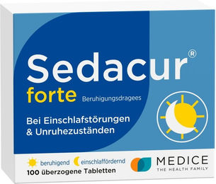 Sedacur forte Beruhigungsdragees von Medice, pflanzlich, vegetarisch, glutenfrei und laktosefrei, 100 Stück – Bild 1 von 6