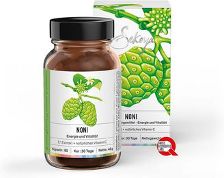 Sekoya Swiss Noni Extrakt 5:1 mit Vitamin C Kapseln 90 Stück – Bild 1 von 2