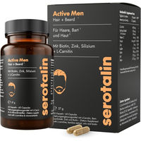 Produktbild von Serotalin Active Men Hair & Beard Kapseln mit Zink, Biotin und Selen für Männer vegan 60 Stück