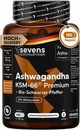 SEVENS NUTRITION Ashwagandha Kapseln vegan glutenfrei laktosefrei 120 Stück – Bild 1 von 2