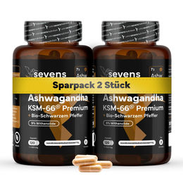 Sevens Nutrition Ashwagandha KSM-66 Kapseln mit Schwarzem Pfeffer 600 mg hochdosiert vegan 240 Kapseln – Bild 1 von 2