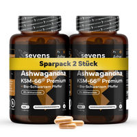 Produktbild von Sevens Nutrition Ashwagandha KSM-66 Kapseln mit Schwarzem Pfeffer 600 mg hochdosiert vegan 240 Kapseln
