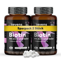Produktbild von Sevens Nutrition Biotin Zink Selen Vitamin B12 Kombi hochdosiert 10.000 mcg Tabletten 730 Stück vegan glutenfrei laktosefrei ohne Zusatzstoffe