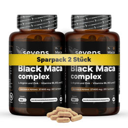 SEVENS NUTRITION Black Maca Complex 20:1 mit L-Arginin, Zink und Vitaminen B6, B12, C, 360 vegane Kapseln – Bild 1 von 2