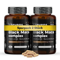 Produktbild von SEVENS NUTRITION Black Maca Complex 20:1 mit L-Arginin, Zink und Vitaminen B6, B12, C, 360 vegane Kapseln