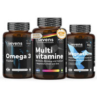 Produktbild von Sevens Nutrition Energie Pack mit Multivitamin 365 Kapseln, Magnesium Komplex 180 Tabletten und Omega 3 Fischöl 120 Perlen