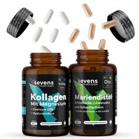 Produktbild von Sevens Nutrition Kombi-Set: Kollagen Hydrolysat Tabletten mit Hyaluronsäure und Q10 sowie Mariendistel Kapseln mit Artischocke und Löwenzahn, glutenfrei und laktosefrei