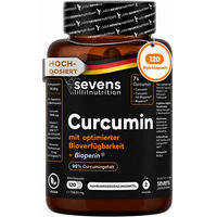 Produktbild von SEVENS NUTRITION Kurkuma Extrakt Kapseln 120 Stück ohne Zusatzstoffe glutenfrei und laktosefrei