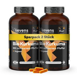 Sevens Nutrition Kurkuma Kapseln mit Curcumin Extrakt – 2er Pack mit 730 Kapseln – Bio und ohne Zusatzstoffe – Bild 1 von 3