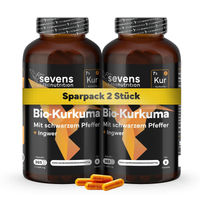 Produktbild von Sevens Nutrition Kurkuma Kapseln mit Curcumin Extrakt – 2er Pack mit 730 Kapseln – Bio und ohne Zusatzstoffe