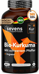 SEVENS NUTRITION Kurkuma Kapseln vegan ohne Zusatzstoffe 365 Stück – Bild 1 von 3