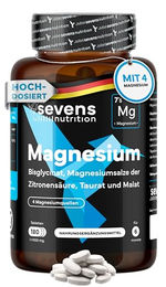 Sevens Nutrition Magnesium Komplex hochdosiert 418 mg Kapseln 180 Stück glutenfrei und laktosefrei – Bild 1 von 7