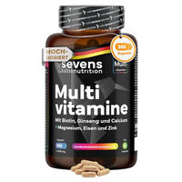 Produktbild von SEVENS NUTRITION Multivitamin Premium mit 26 Vitaminen und Mineralien vegan Kapseln für Männer und Frauen 365 Stück