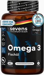 SEVENS NUTRITION Omega 3 Fischöl Kapseln glutenfrei und laktosefrei 120 Stück – Bild 1 von 3