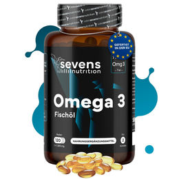 Sevens Nutrition Omega 3 Kapseln hochdosiert mit EPA und DHA glutenfrei und laktosefrei 120 Stück – Bild 1 von 6