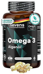 Sevens Nutrition Omega 3 Vegan Algenöl 1000 mg DHA Kapseln 60 Stück vegan glutenfrei laktosefrei – Bild 1 von 5