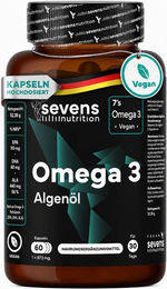 SEVENS NUTRITION Omega 3 Vegan Algenöl Premium Kapseln vegan glutenfrei laktosefrei – Bild 1 von 3