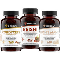 Produktbild von SHROOMY Kräuter-Komplex Lions Mane, Cordyceps und Reishi Extrakt Kapseln Set vegan glutenfrei laktosefrei