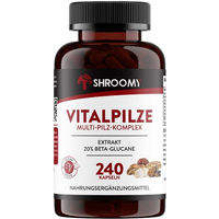 Produktbild von SHROOMY Pilz Komplex Extrakt Kapseln mit 6 Vitalpilzen vegan ohne Zusatzstoffe 240 Stück