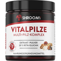 Produktbild von SHROOMY Pilz Komplex Extrakt Pulver mit 6 Vitalpilzen vegan ohne Zusatzstoffe
